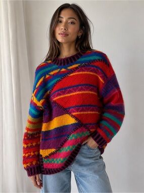 Vintage Knitted by Hand RARE KENJI
Sweater MultiColor Size M